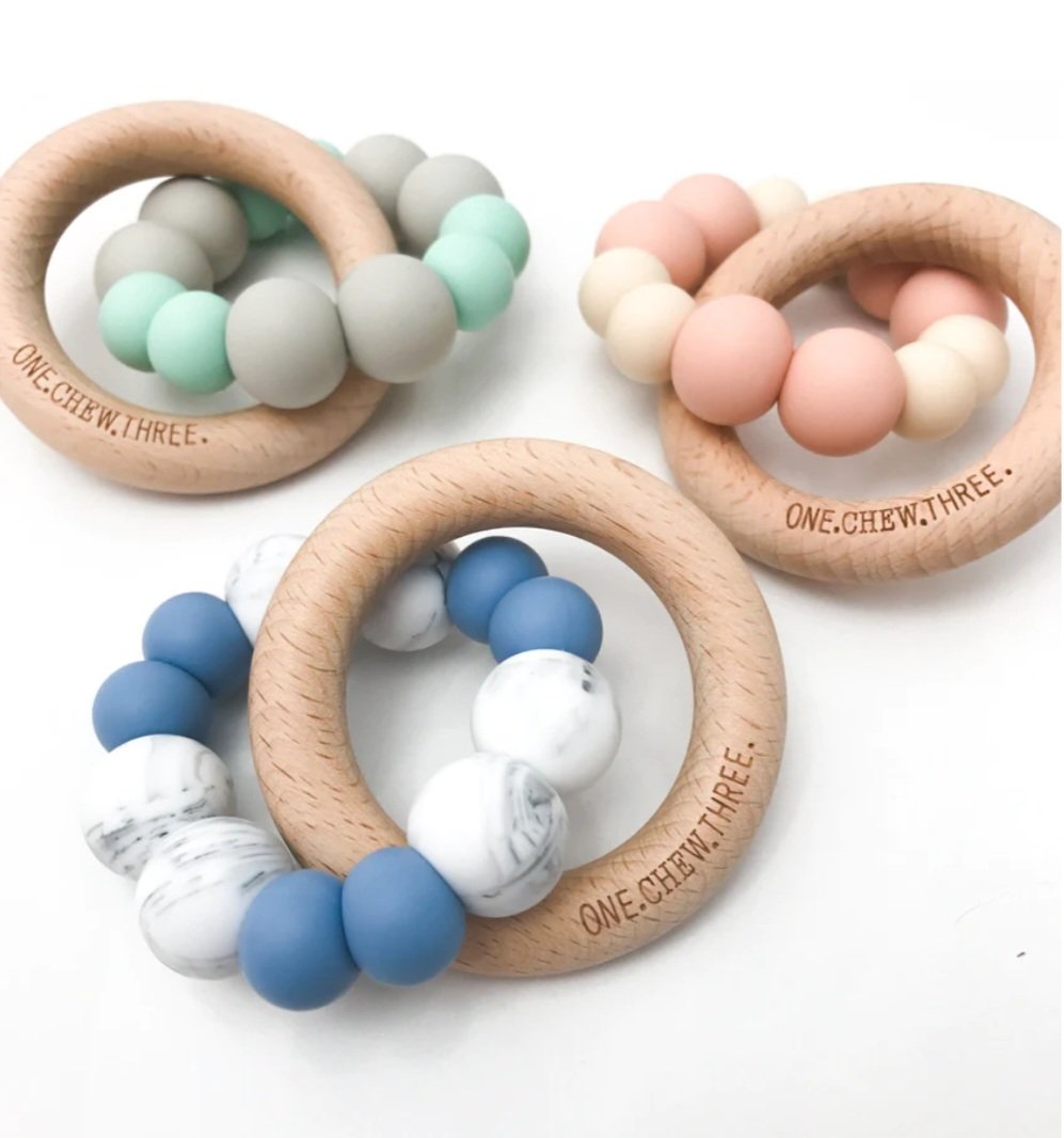 One.Chew.Three DUO Silicone and Beech Wood Teether