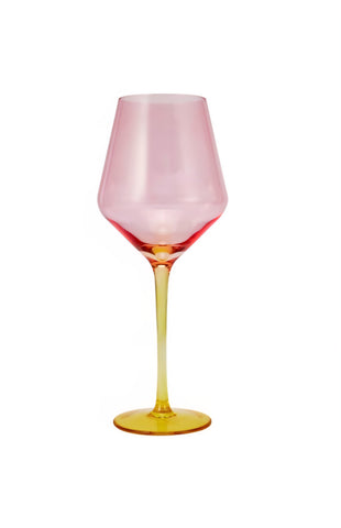 Two-Tone Wine Glass – Pink & Amber Stem