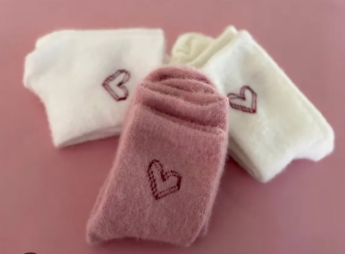 Fuzzy Heart Socks