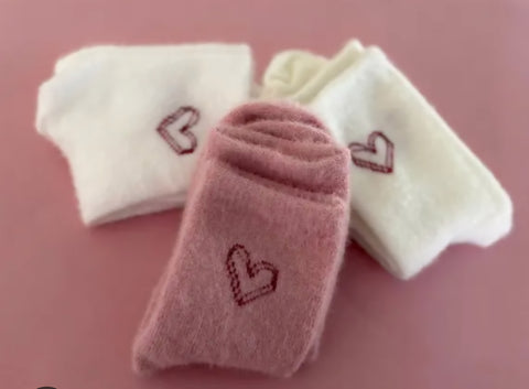 Fuzzy Heart Socks