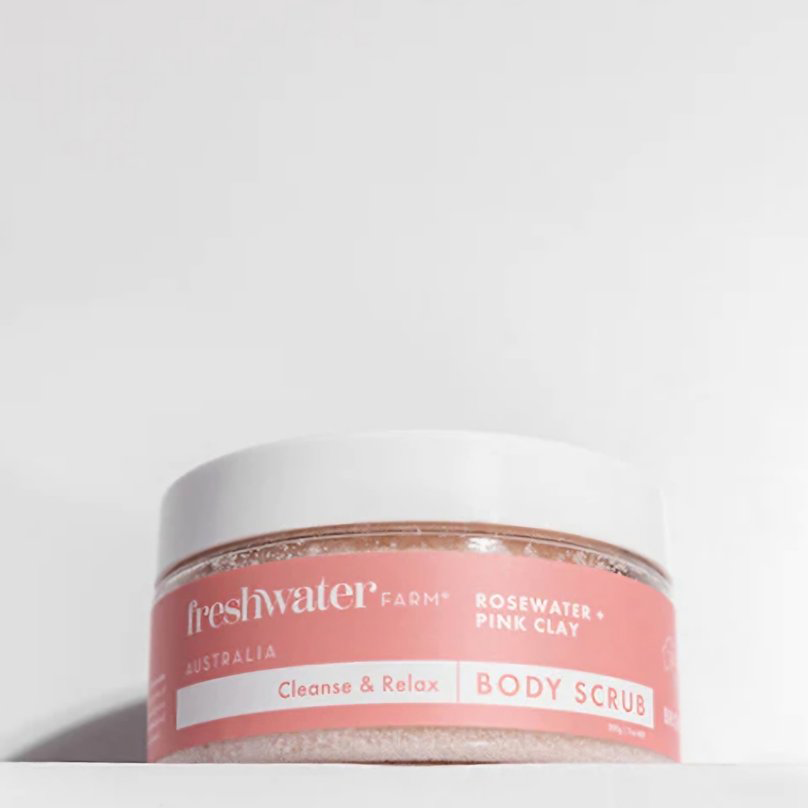 Freshwater Farm Body Scrub Cleansing Rosewater + Pink Clay 200g