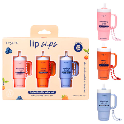 SpaLife Lip Sips Hydrating Lip Balm Set – 3 Pack